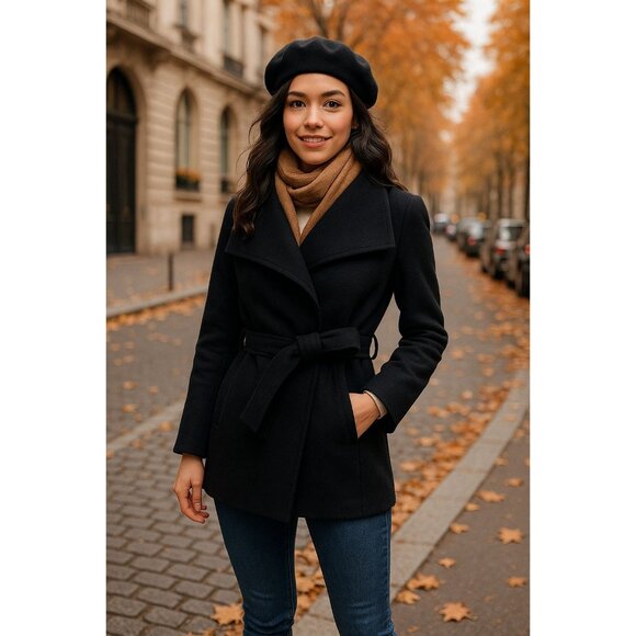 Tahari XS Women's Water-Resistant Tie Belt Wrap Trench Overcoat Winter Jacket - Picture 8 of 8